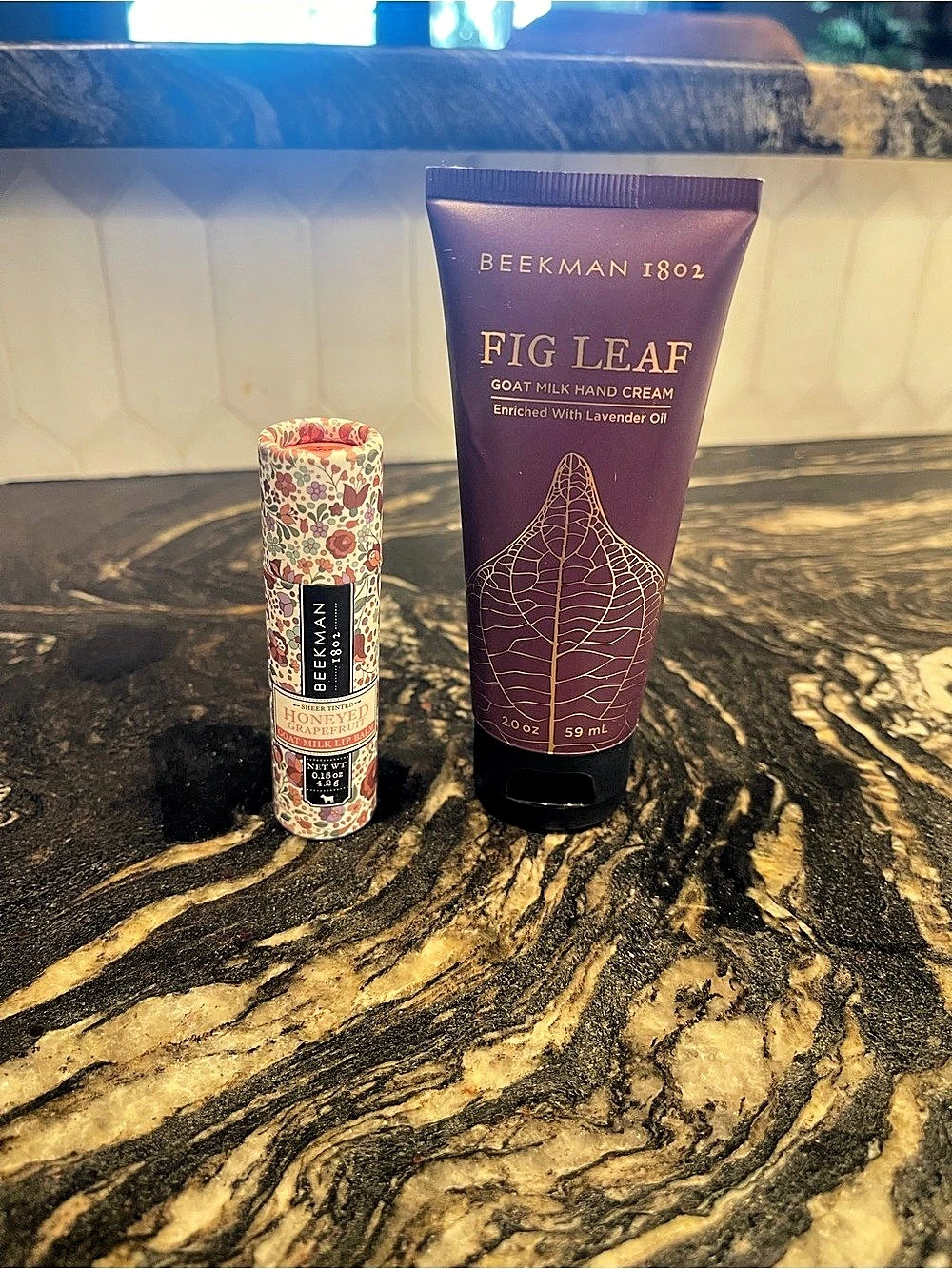 Beekman 1802 Fig Leaf Goat Milk Hand Cream and Honeyed Grapefruit Tinted Lip